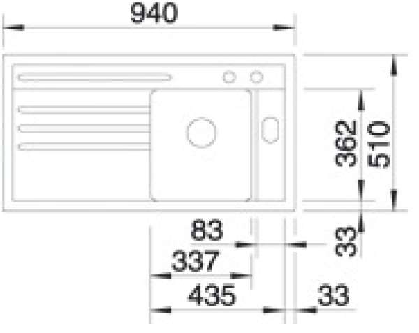 BLANCO 512262 AXON 5 S Keramik mit Ablauffernbedienung mit Zubehör Links Cobalt